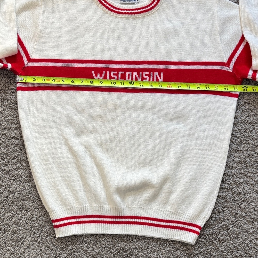 Wisconsin Vintage Wool Crewneck Sweater - Red and White - Picture 7 of 11